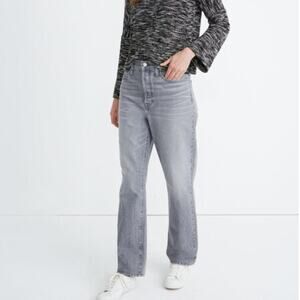 Madewell Dad Jeans Pale Grey Gray Low Slung Boyfriend Button‎ Fly Slouchy 27